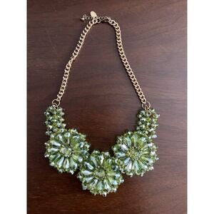 Sparkly Green Jewelry Pendant Crystal Choker Chunky Statement Chain Bib Necklace